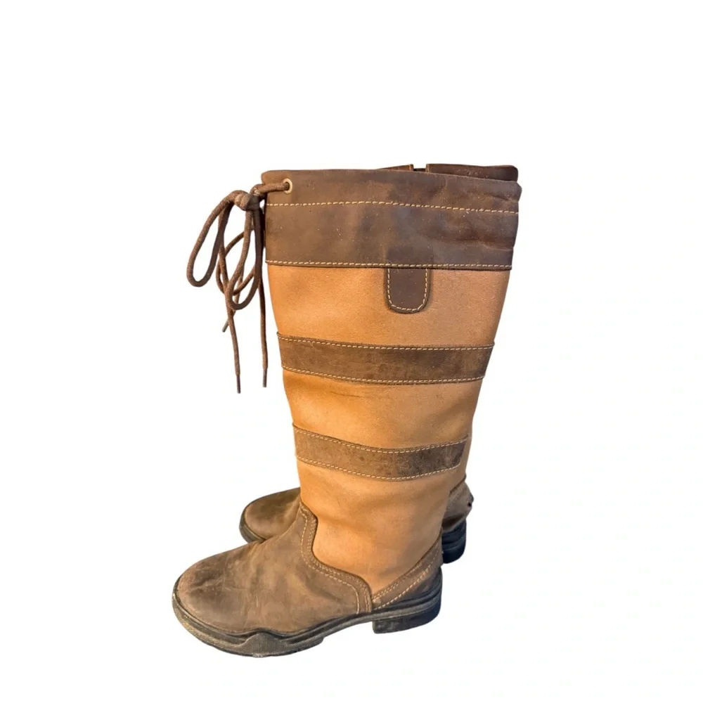 TuffRider Women's Tall Leather Boots 6 Striped Brown Tan